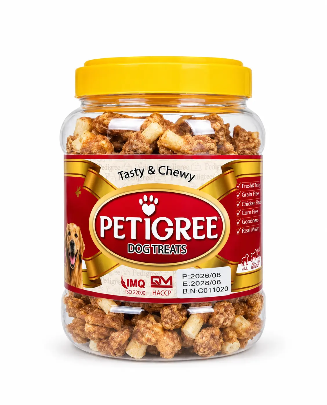 تشویقی سگ پتی گری (Petigree) دورپیچ طعم اردک وزن ۵۰۰ گرم
